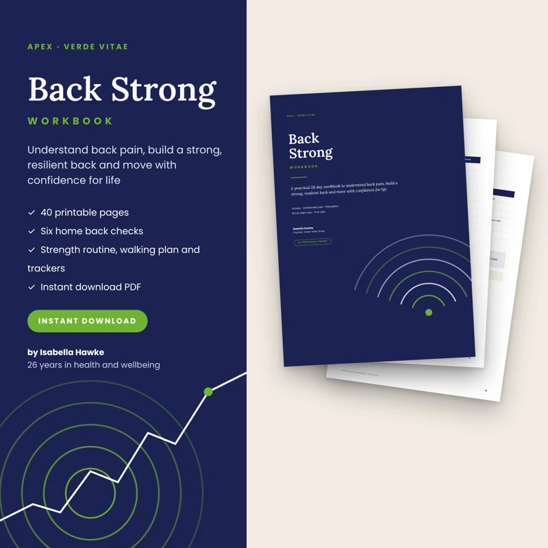 APEX Back Strong Workbook workbook cover from the Verde Vitae store