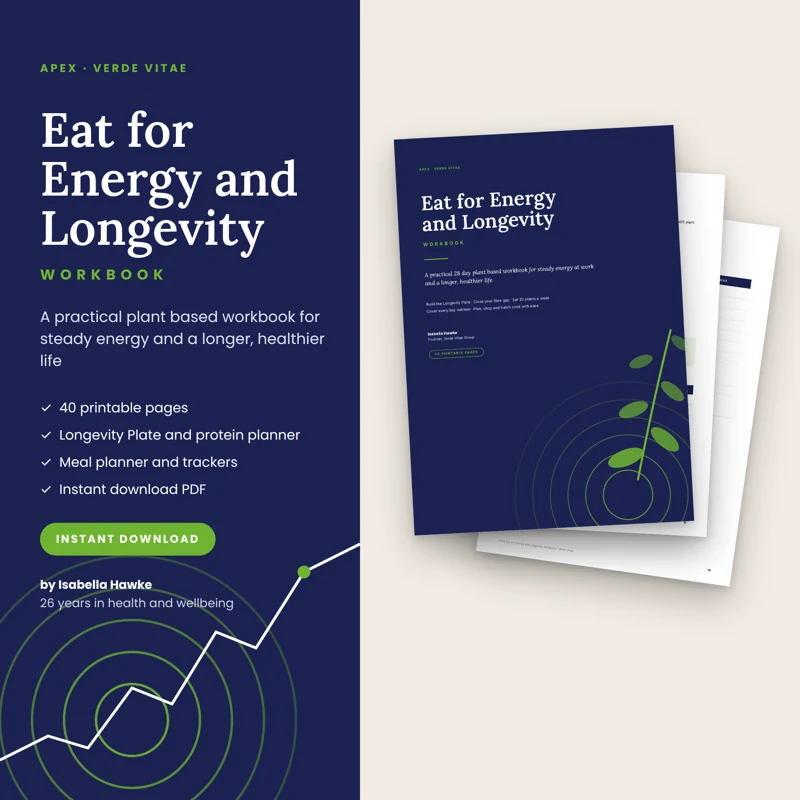 APEX Eat for Energy and Longevity Workbook workbook cover from the Verde Vitae store