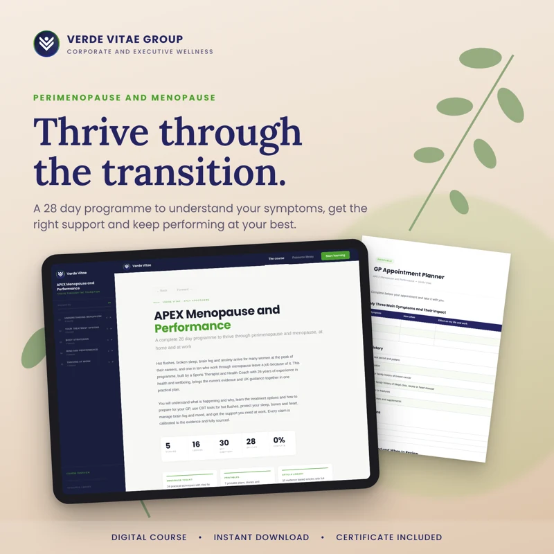 APEX Menopause and Performance course cover from the Verde Vitae store