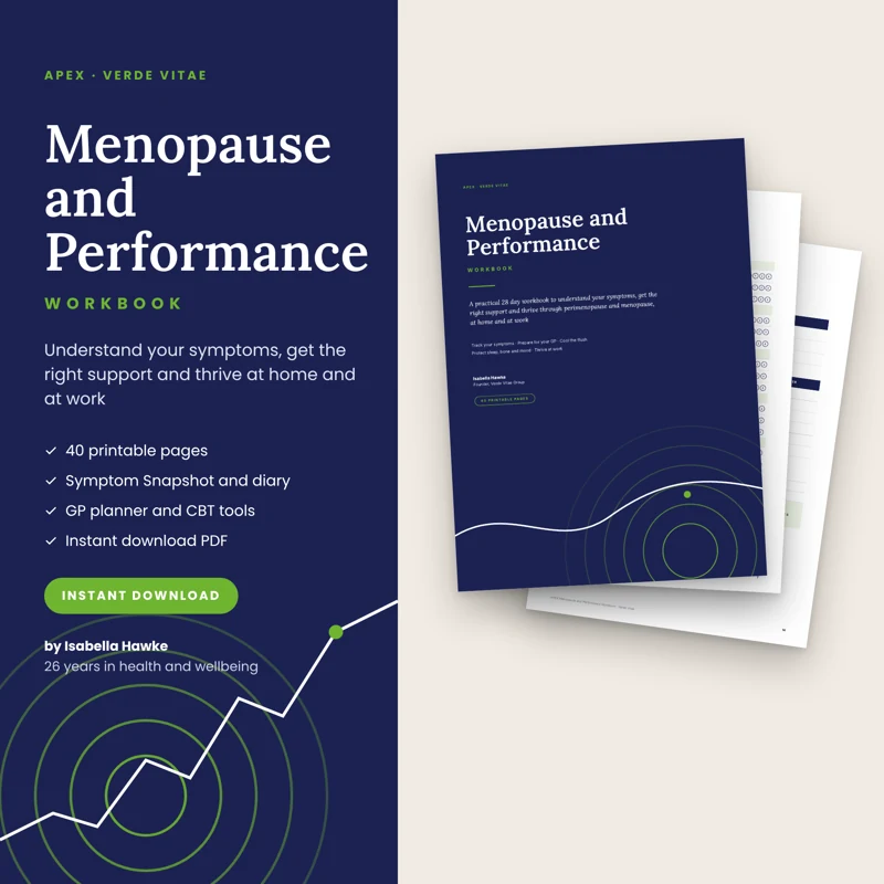 APEX Menopause and Performance Workbook workbook cover from the Verde Vitae store